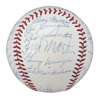 1950 St. Louis Cardinal Team Signed ONL Frick Baseball With 23 Signatures Including Schoendienst & Musial (PSA/DNA NM-MT 8)